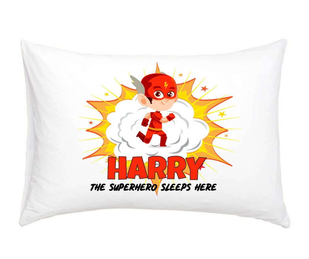 Personalised Superhero Pillowcase - Lightning Red