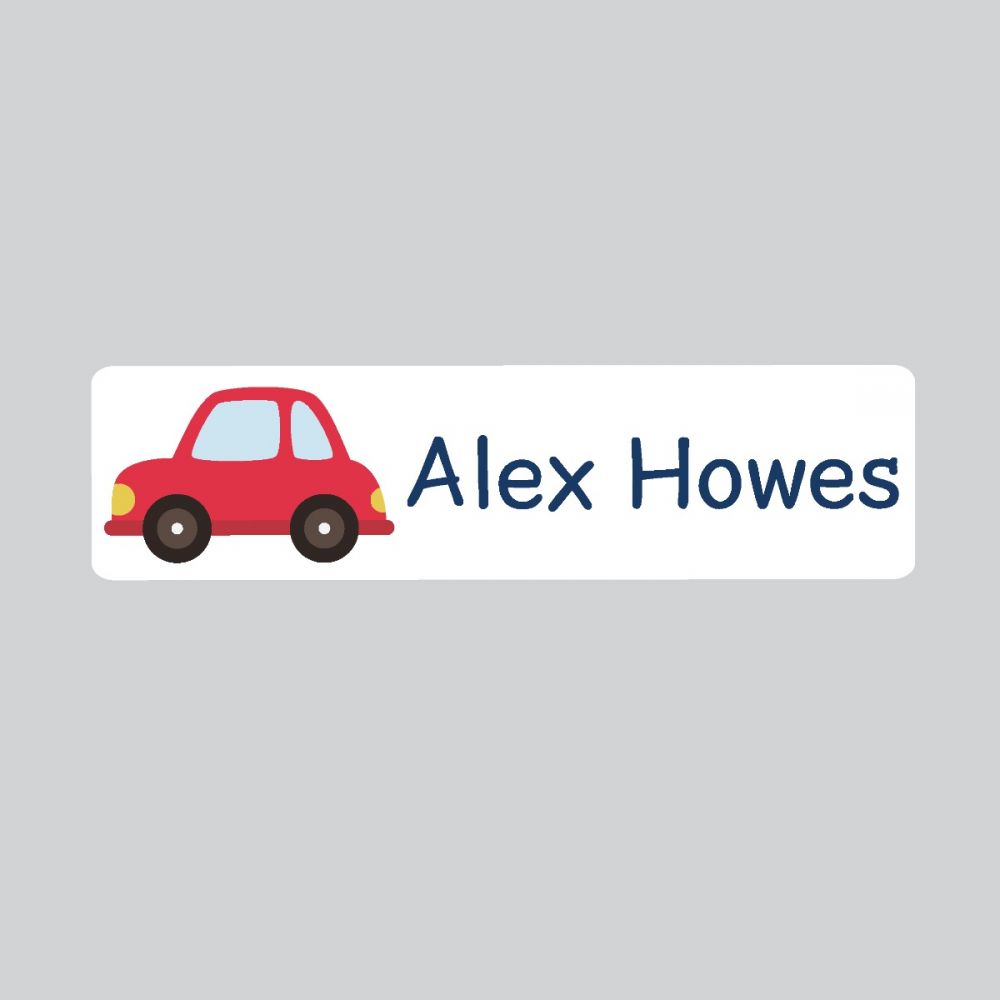 25 x Personalised Iron-on Name Labels - Car