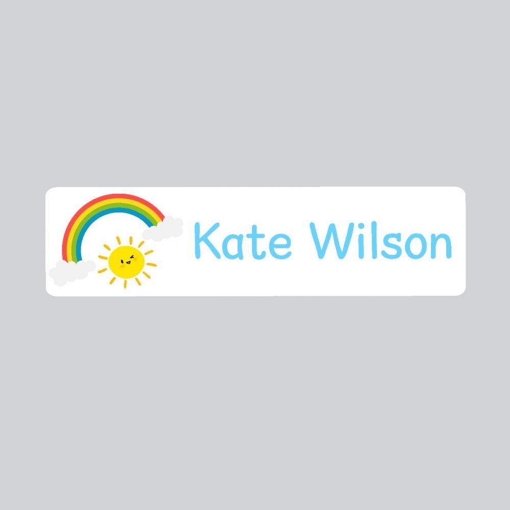 25 x Personalised Iron-on Name Labels - Rainbow