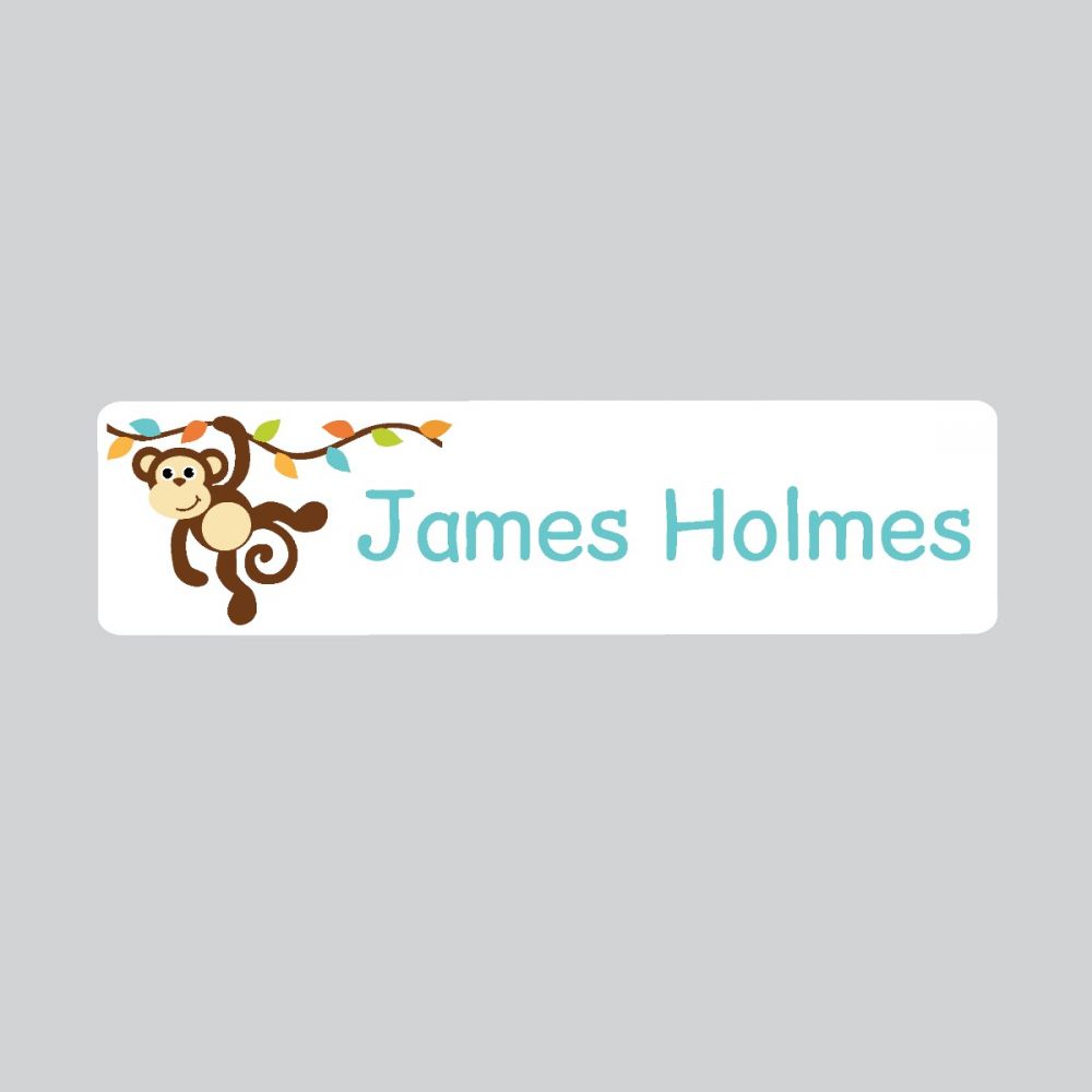 25 x Personalised Iron-on Name Labels - Monkey