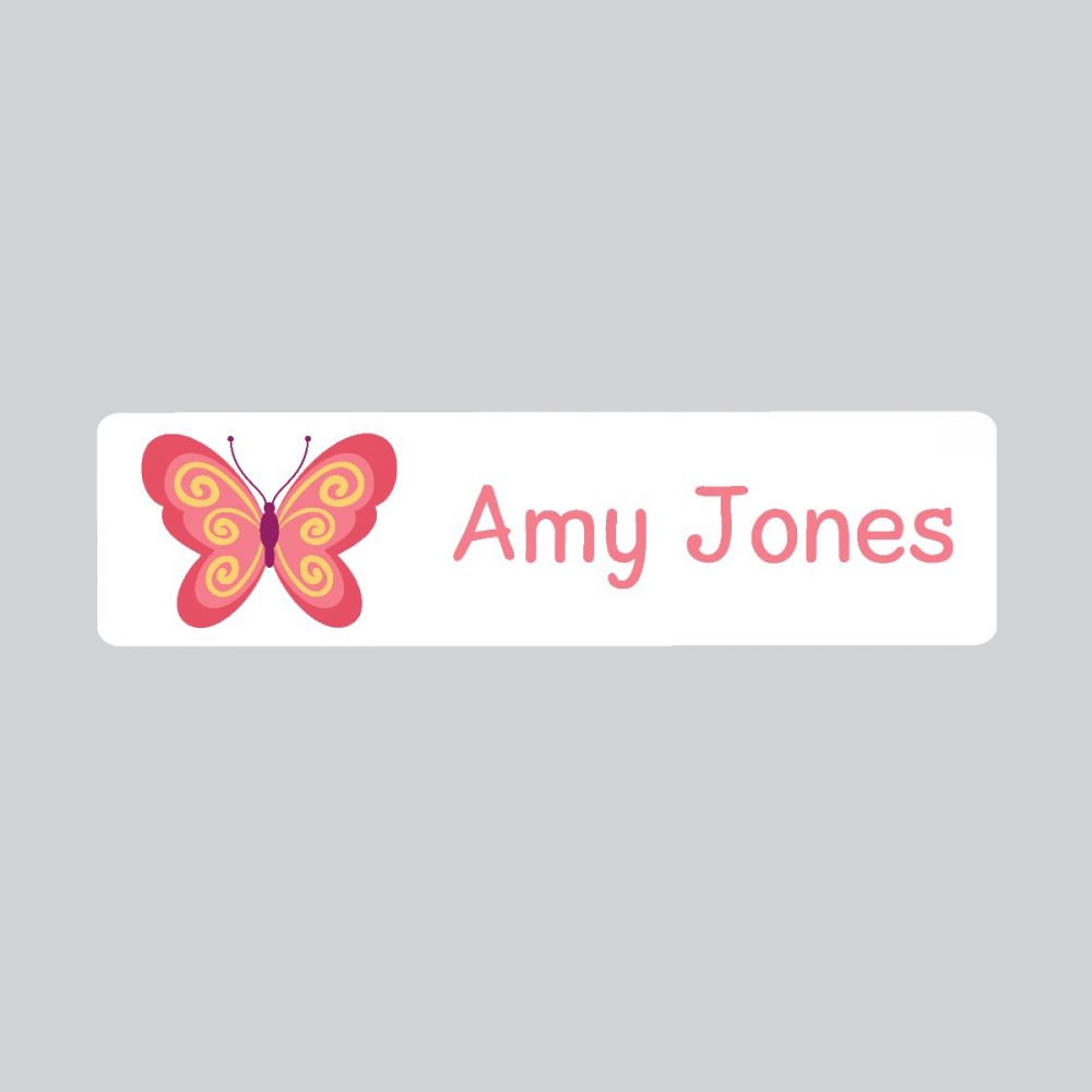25 x Personalised Iron-on Name Labels - Butterfly