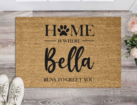 Personalised Coir Door Mat - Home Paw is Where