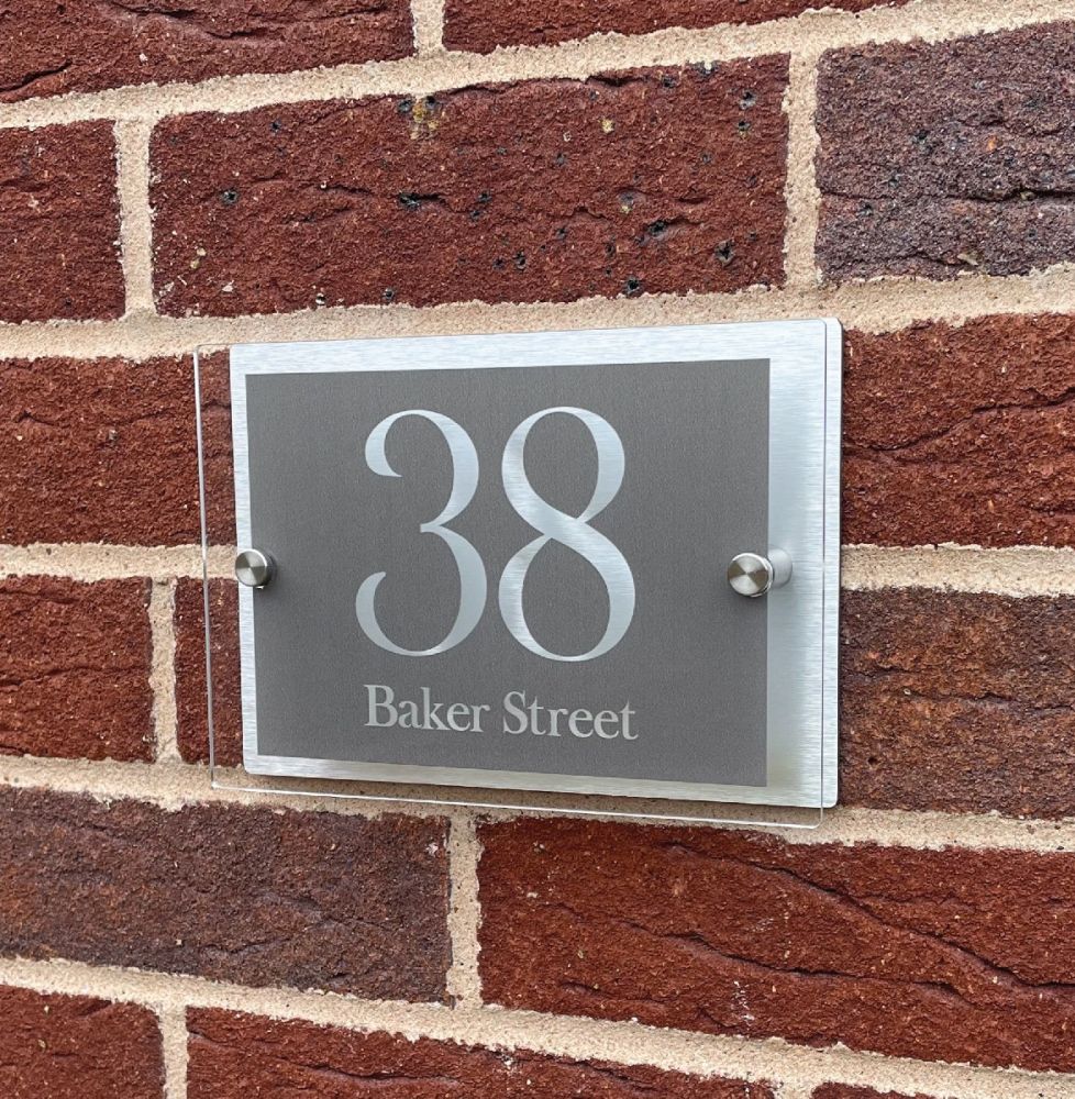 Personalised Acrylic Metal Door Sign (Grey_Modern_0042)