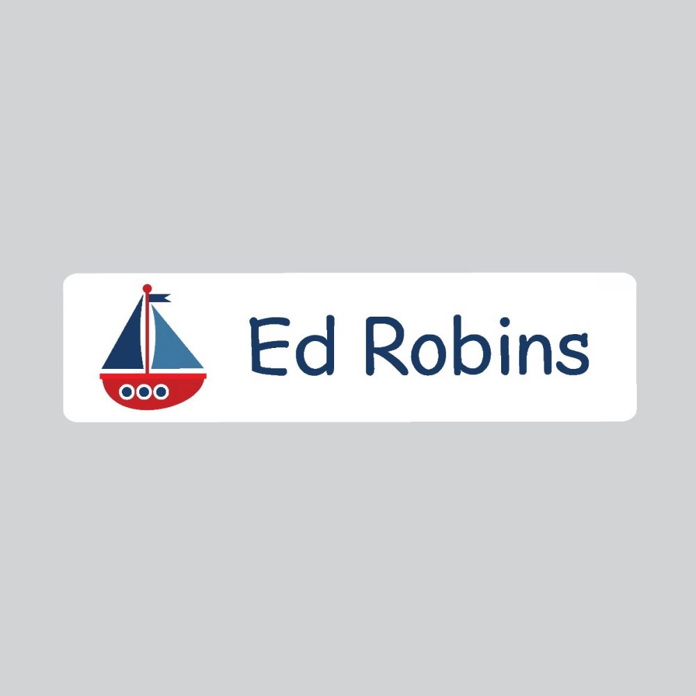 25 x Personalised Iron-on Name Labels - Sailing Boat