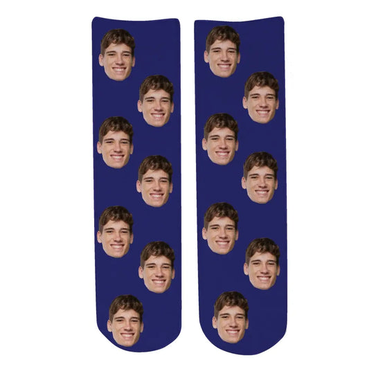 Personalised Face Socks - Novelty Navy Blue