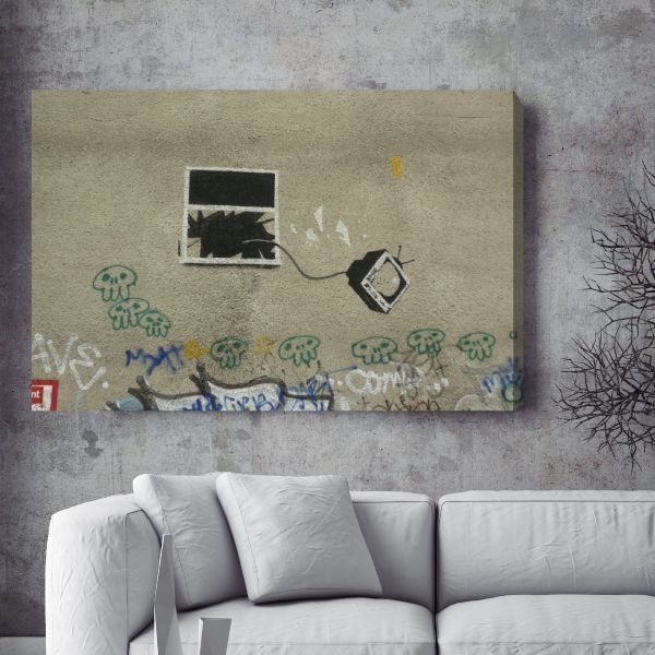 Tv Through Window Banksy Canvas