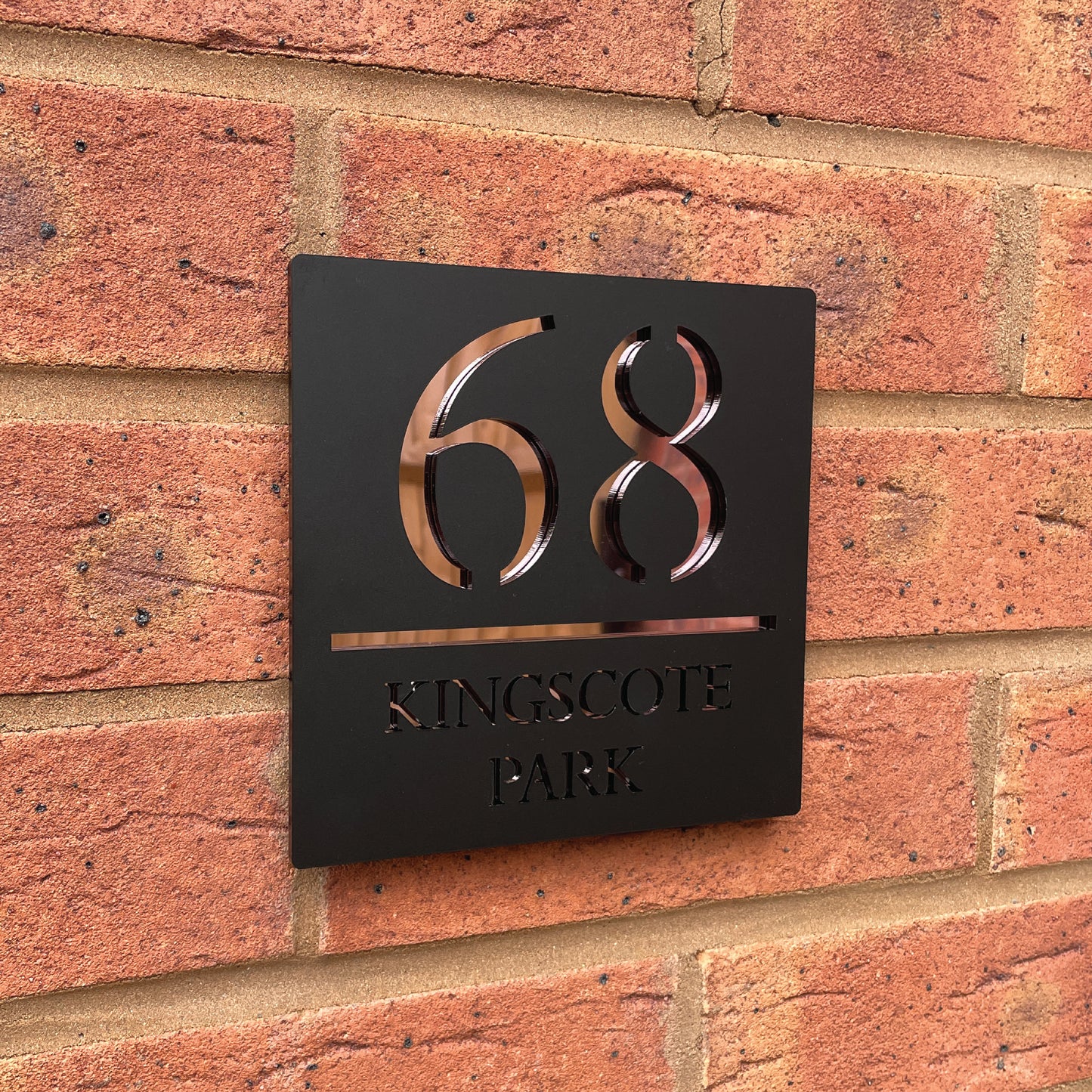 Personalised Door Sign Square Acrylic Laser Cut - Matt Black & Rose Gold