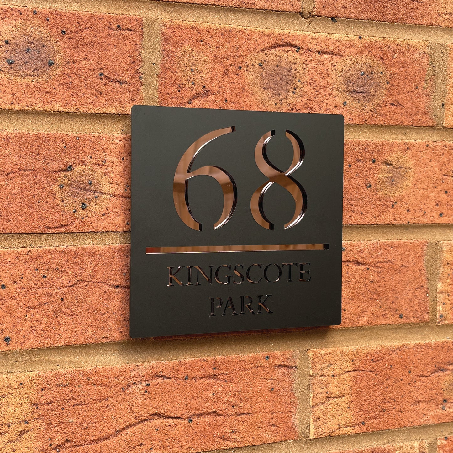 Personalised Door Sign Square Acrylic Laser Cut - Matt Black & Rose Gold
