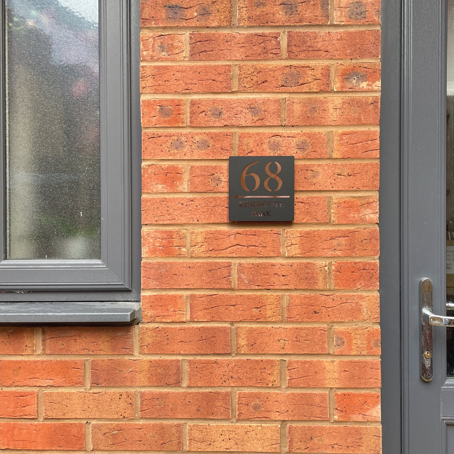 Personalised Door Sign Square Acrylic Laser Cut - Matt Black & Rose Gold