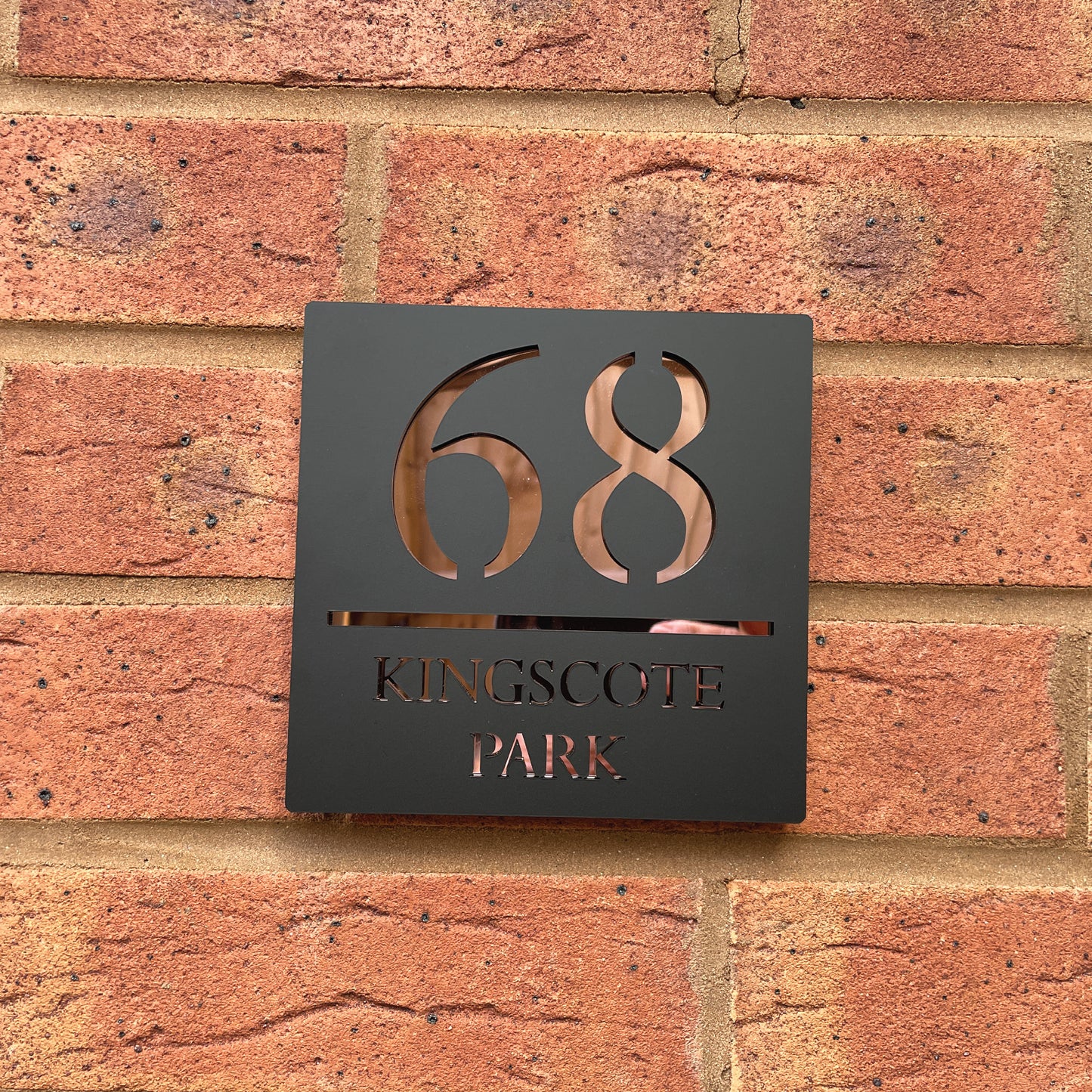 Personalised Door Sign Square Acrylic Laser Cut - Matt Black & Rose Gold