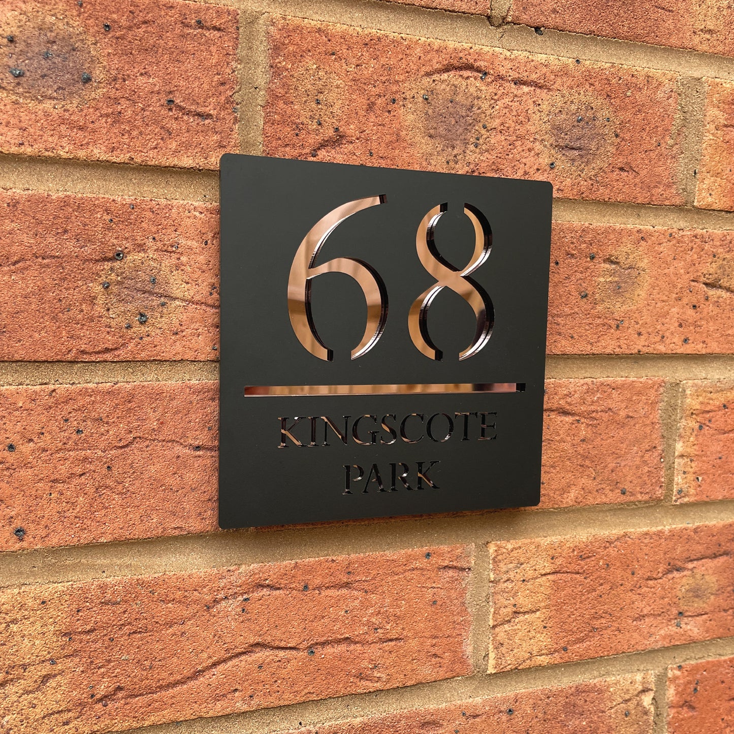 Personalised Door Sign Square Acrylic Laser Cut - Matt Black & Rose Gold