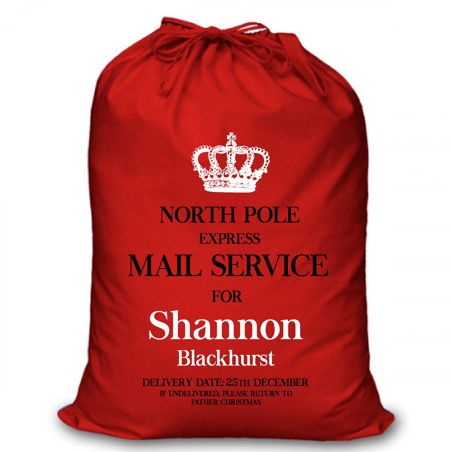 Personalised Red Christmas Santa Sack - Crown (RC)