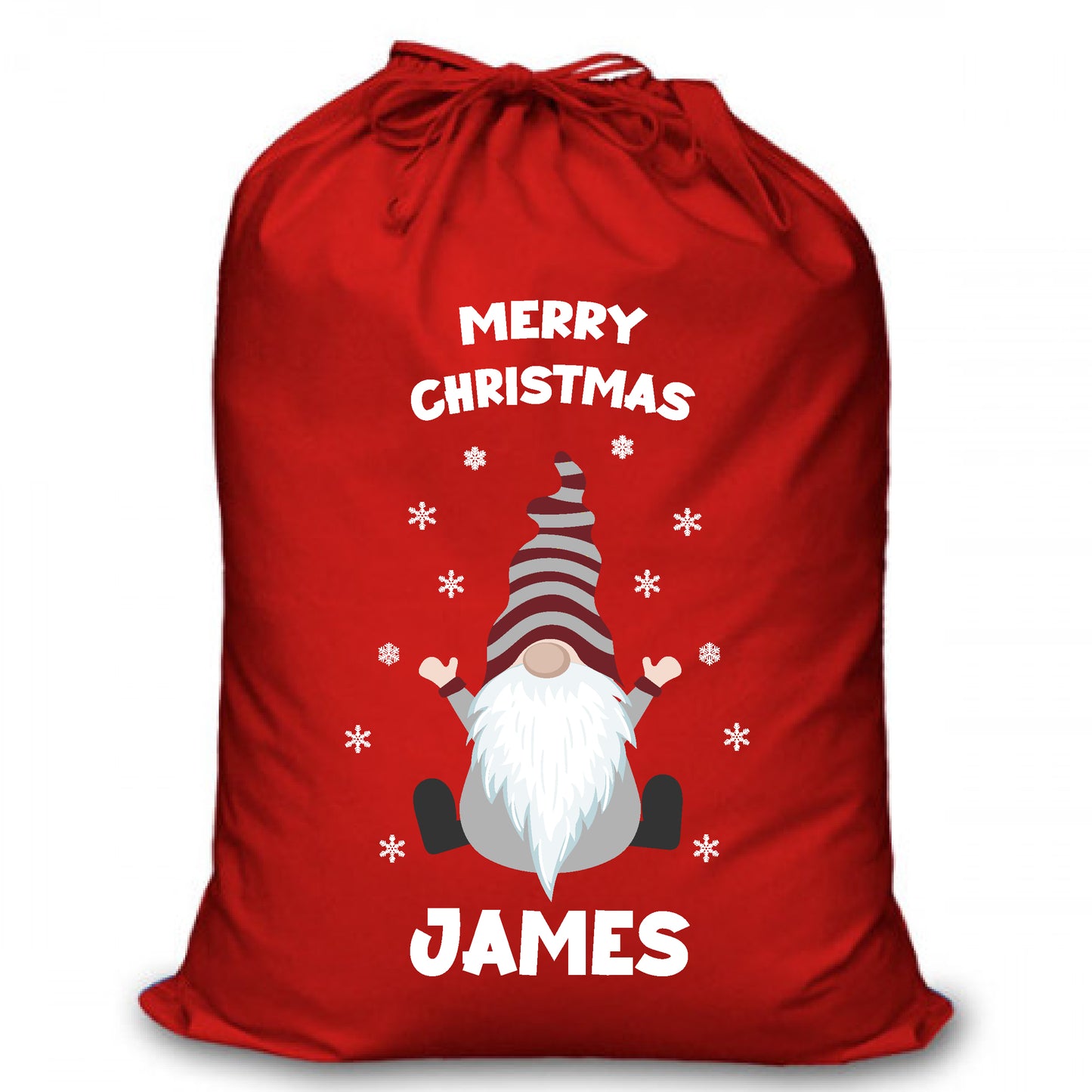 Personalised Red Christmas Santa Sack - Gonk (RD_2)