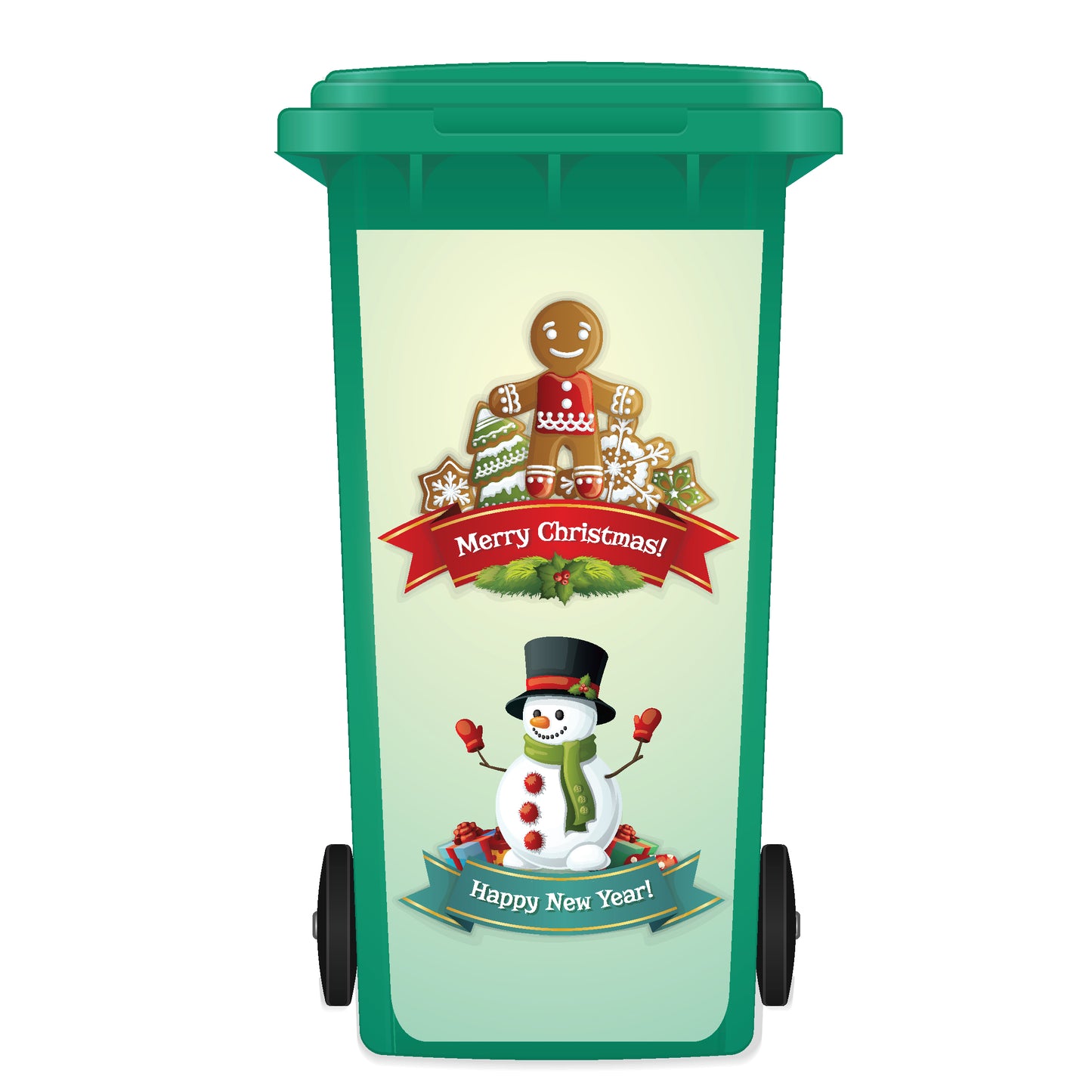 Christmas Wheelie Bin Panel Sticker - Merry Christmas GinSnw98