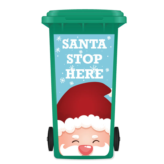 Christmas Wheelie Bin Panel Sticker - Santa Stop Here B02