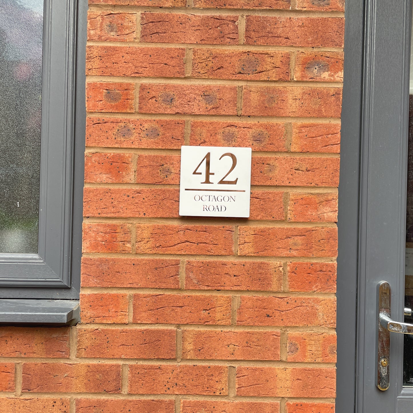 Personalised Door Sign Square Acrylic Laser Cut - Matt White & Rose Gold