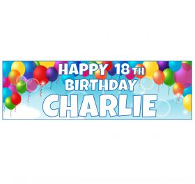 Giant Personalised Birthday Banner - Blue Balloons BB12