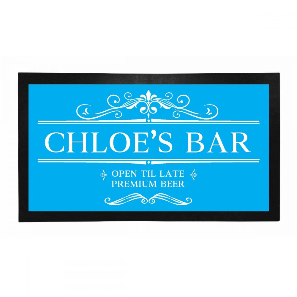 Personalised Bar Mat - Bar (Name_Blue)