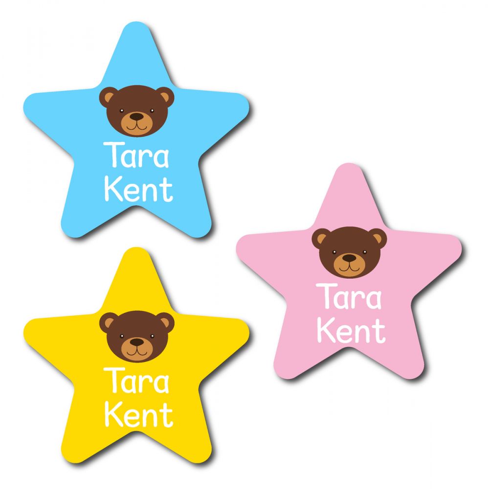 30 Star Bear Name Labels