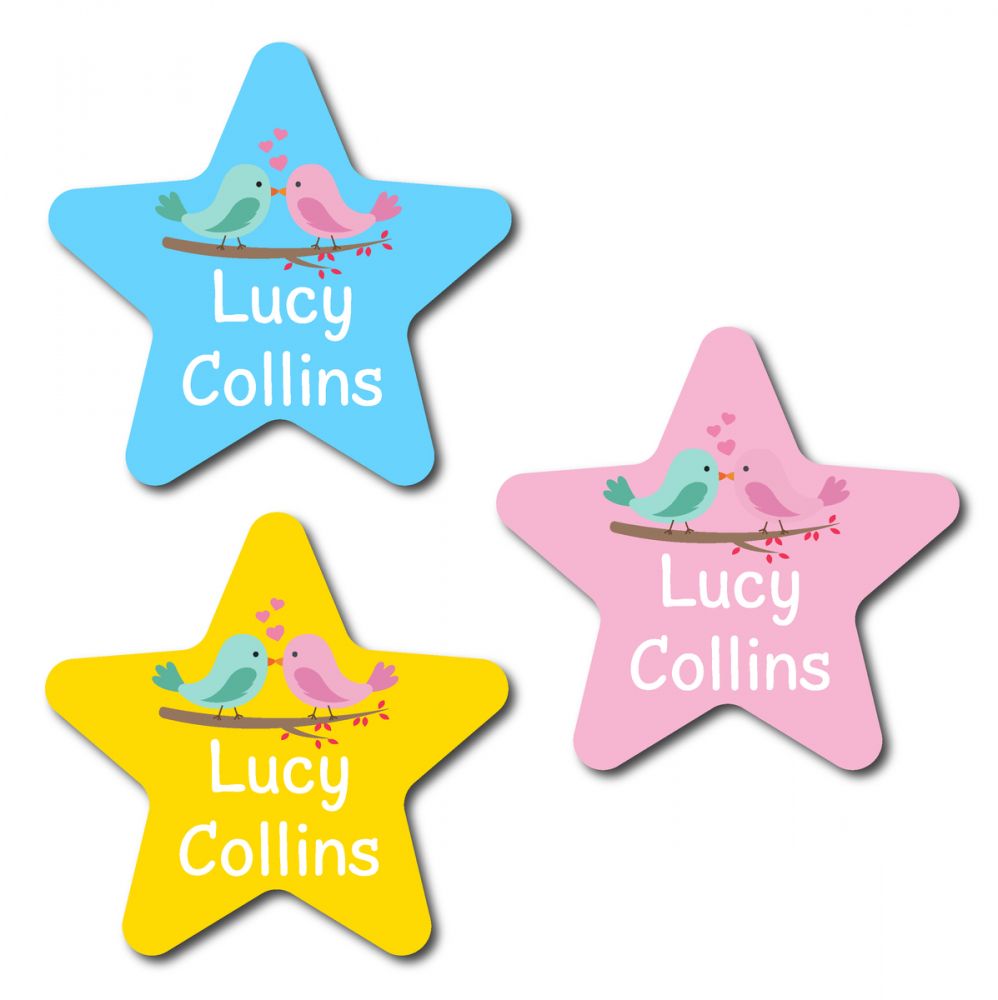 30 Star Love Birds Name Labels