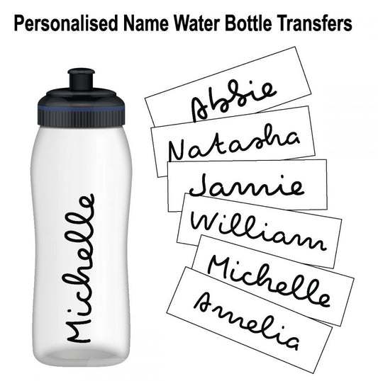 Personalised Name Water Bottle Sticker Transfer (3 Pack) - Black