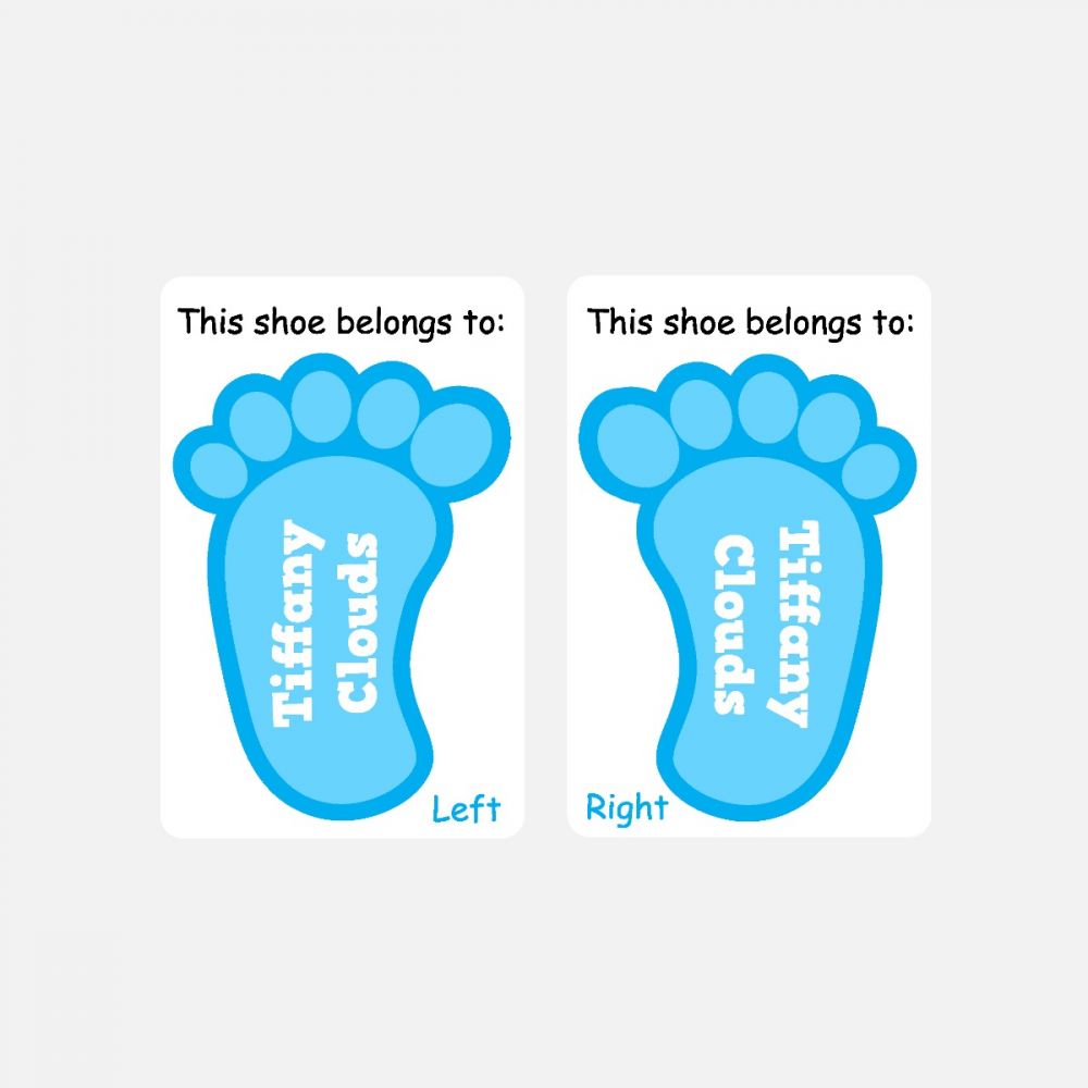 5 Pairs of Personalised Iron-on Name Shoe Labels - Blue