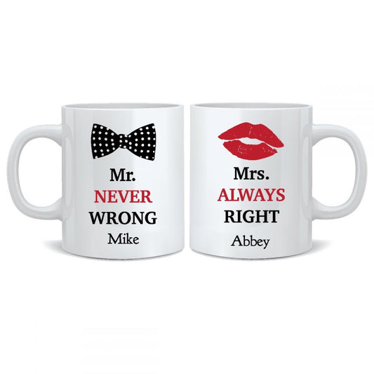 Personalised Wedding Mr & Mrs Mugs - Never / Always