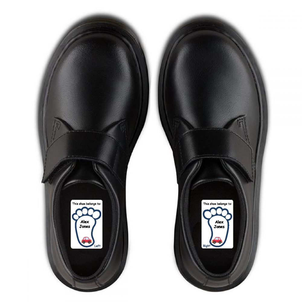 5 Pairs of Personalised Iron-on Name Shoe Labels - Car