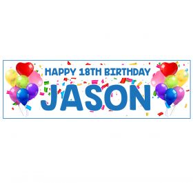 Giant Personalised Birthday Banner - Celebrations Blue