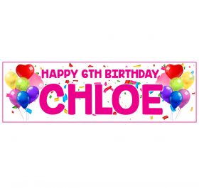 Giant Personalised Birthday Banner - Celebrations Pink