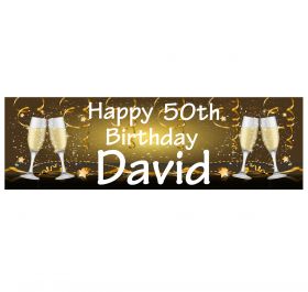 Giant Personalised Birthday Banner - Champagne