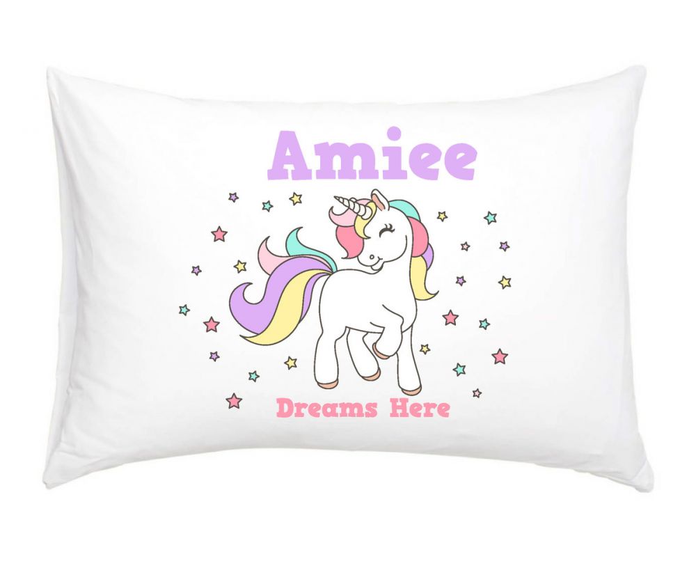 Unicorn Colour Stars - Personalised Pillow Case