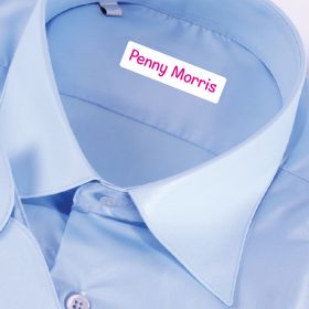 25 x Personalised Iron-on Name Labels - Dark Pink