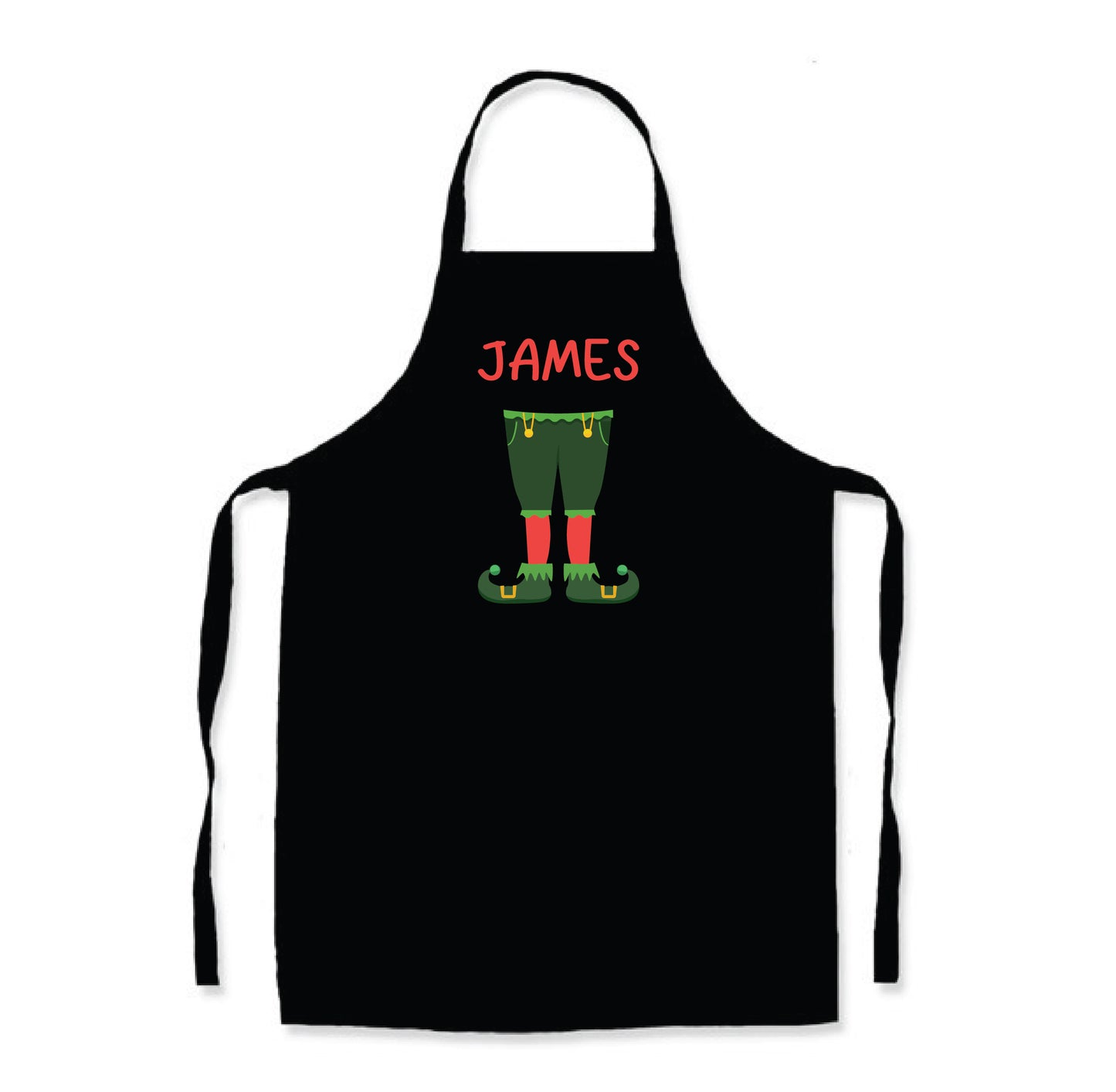 Personalised Black Christmas Name Apron - Elf