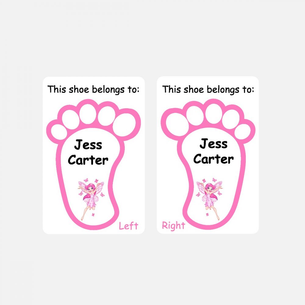 5 Pairs of Personalised Iron-on Name Shoe Labels - Fairy