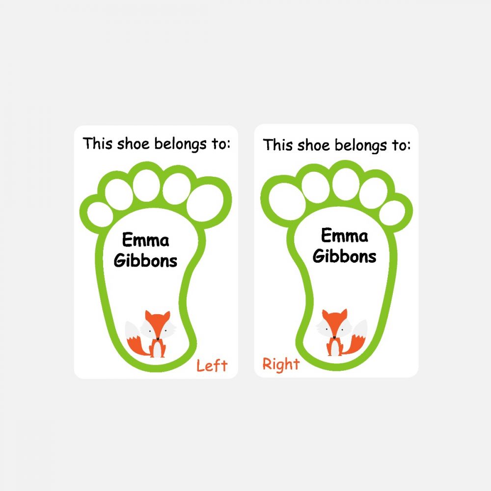 5 Pairs of Personalised Iron-on Name Shoe Labels - Fox