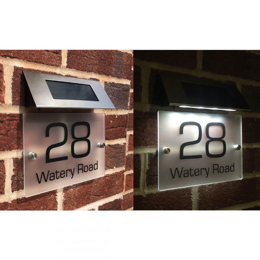 Personalised Premium Frosted Effect Door Sign with Solar Light