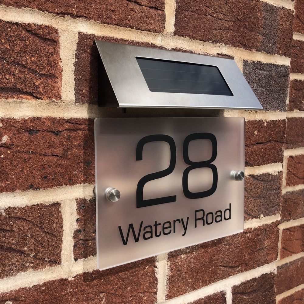 Personalised Premium Frosted Effect Door Sign with Solar Light
