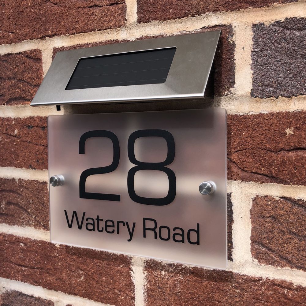 Personalised Premium Frosted Effect Door Sign with Solar Light