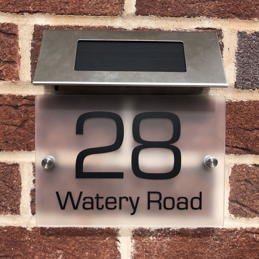 Personalised Premium Frosted Effect Door Sign with Solar Light