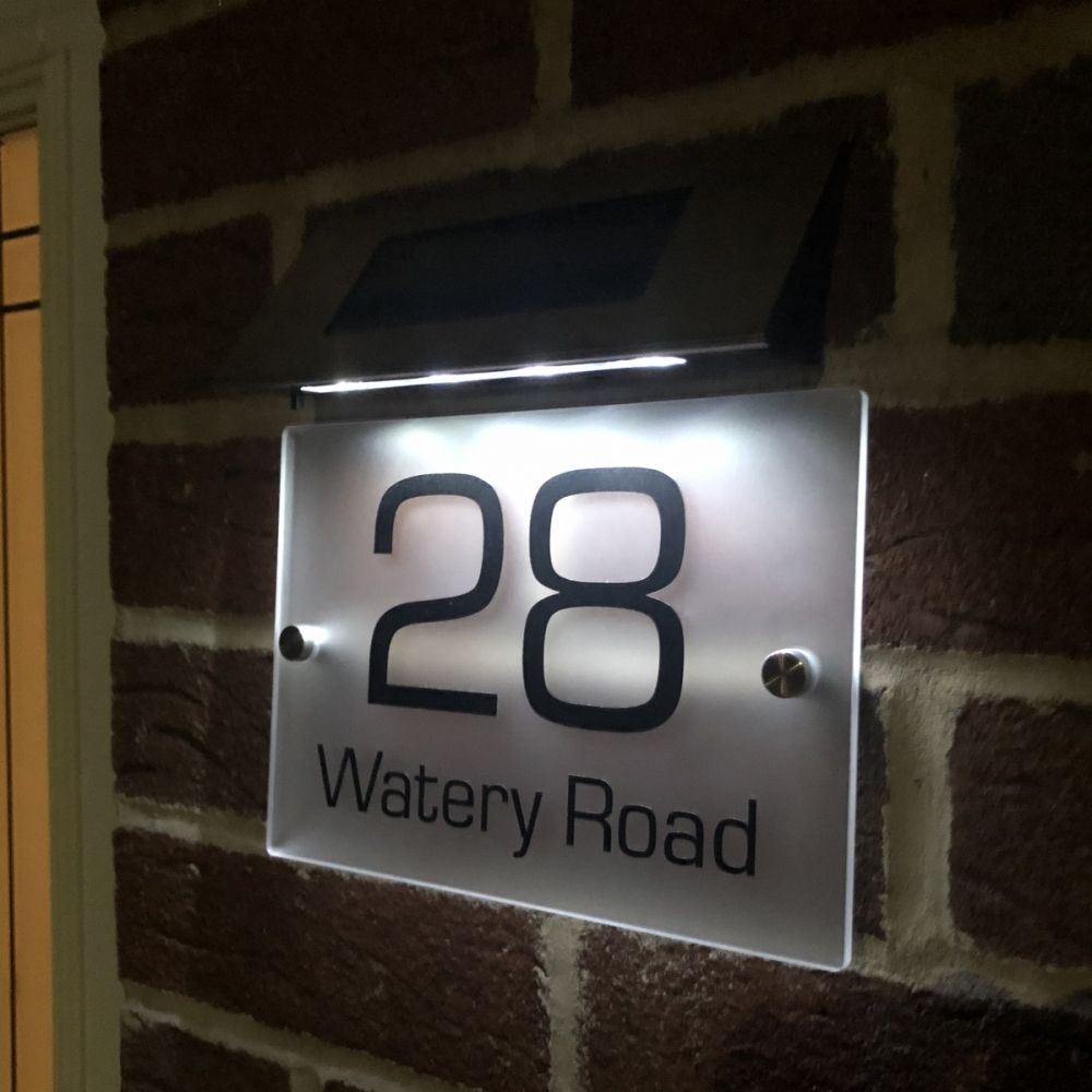 Personalised Premium Frosted Effect Door Sign with Solar Light