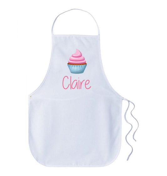 Kids Personalised Name Apron - Girl Pink CupCake