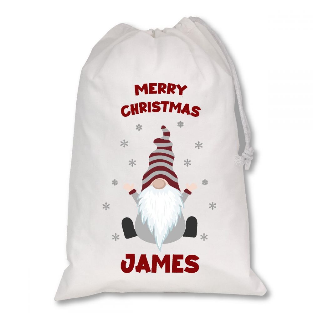 Personalised White Christmas Sacks - Gonk (D_2)