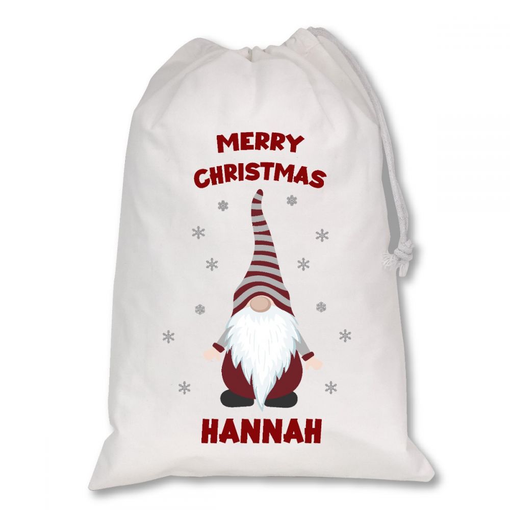 Personalised White Christmas Sacks - Gonk (D_3)