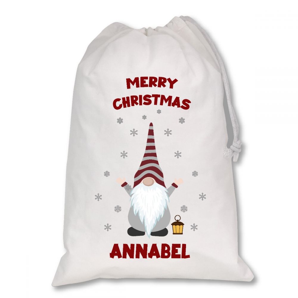 Personalised White Christmas Sacks - Gonk (D_1)
