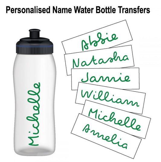 Personalised Name Water Bottle Sticker Transfer (3 Pack) - Dark Green