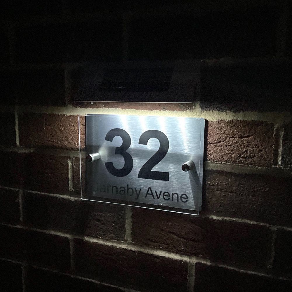 Personalised Acrylic Metal Door Sign with Solar Light (AR022)