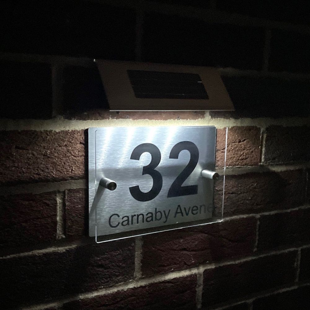 Personalised Acrylic Metal Door Sign with Solar Light (AR022)