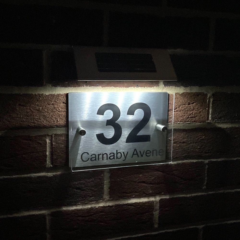 Personalised Acrylic Metal Door Sign with Solar Light (AR022)