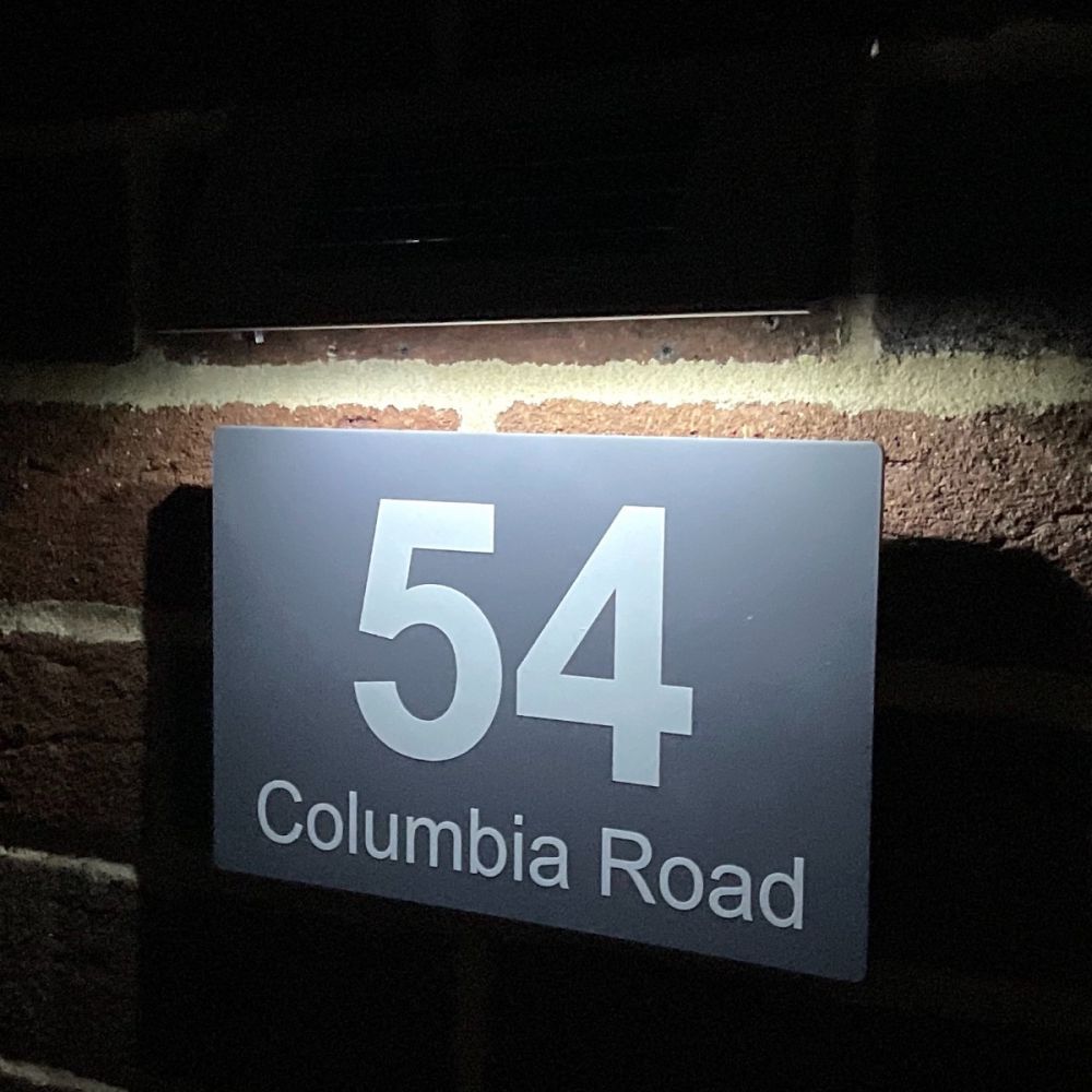 Personalised Grey Floating Acrylic Door Sign With Solar Light - (AR_FT)